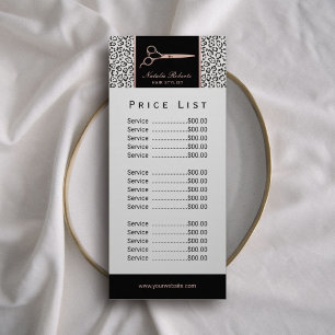 Tarjeta Publicitaria Lista de precios del Leopardo del Rosa de Hair Sty