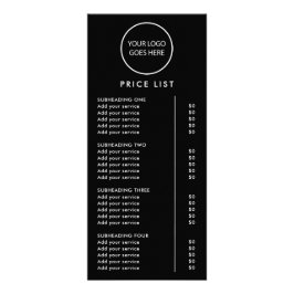 Tarjeta Publicitaria Lista de precios del logotipo Minimalista moderno 