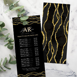 Tarjeta Publicitaria Lista de precios del Salón de Belleza de Mármol Ne