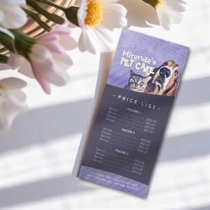 Tarjeta Publicitaria Lista de precios del salón de belleza Grooming