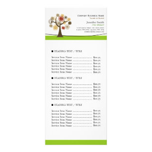 Tarjeta Publicitaria Lista de precios del símbolo del árbol de la vida