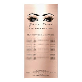 Tarjeta Publicitaria Lista de precios Extensión de latigazos Maquillaje