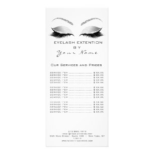 Tarjeta Publicitaria Lista de precios Extensión de pestañas Maquillaje 