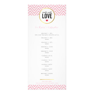 Tarjeta Publicitaria LISTA DE PRECIOS hecha con amor chevron rosa moder