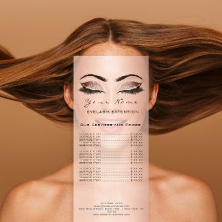 Tarjeta Publicitaria Lista de precios Lashes Extensión Artista de maqui