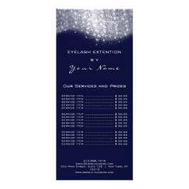 Tarjeta Publicitaria Lista de Precios Lashes Makeup Hairdresser Plata A
