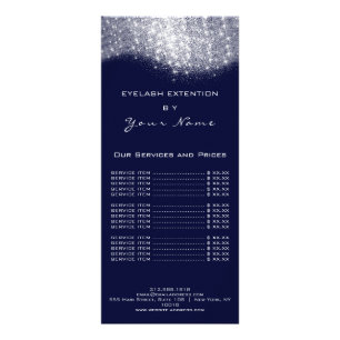 Tarjeta Publicitaria Lista de Precios Lashes Makeup Hairdresser Plata A
