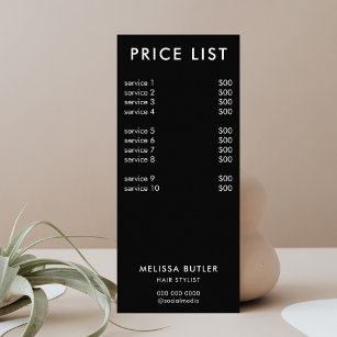 Tarjeta Publicitaria Lista de precios minimalistas
