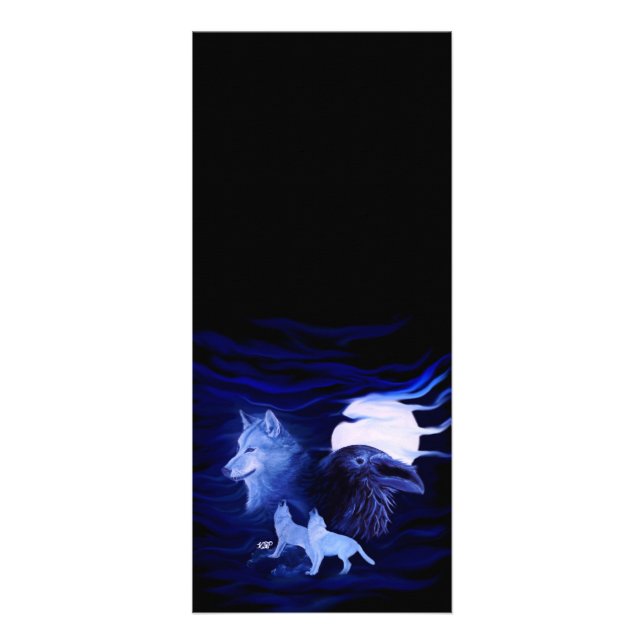 Tarjeta Publicitaria Lobos y Raven con luna llena (Frente)