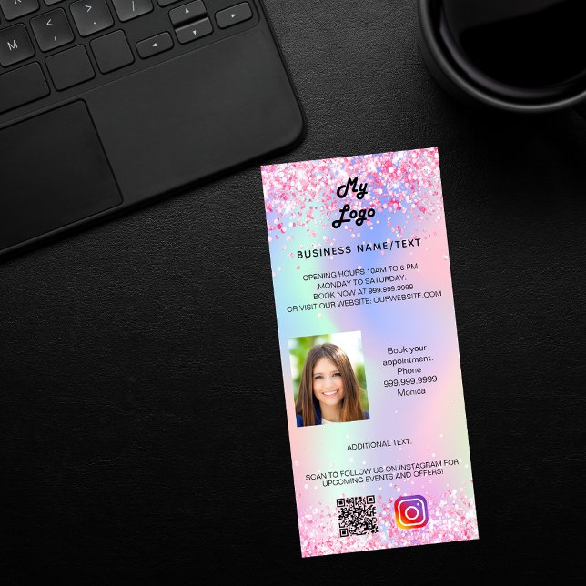 Tarjeta Publicitaria Logo del negocio foto holográfica foto de código q (Subido por el creador)