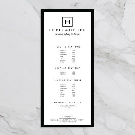 Tarjeta Publicitaria LOGOTIPO DE CAJA CON SU INICIAL/MONOGRAMA Negro/Bl