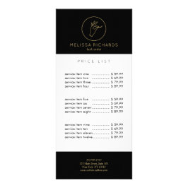 Tarjeta Publicitaria Logotipo de Mano y Pestañas Minimalista Negro/Dora