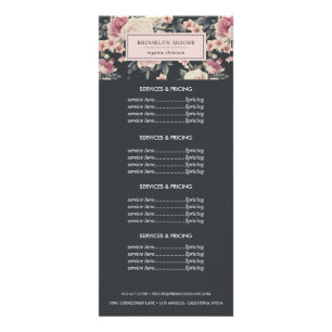 Tarjeta Publicitaria Logotipo Floral Vintage Oscuro   Servicios de Prec