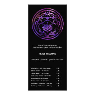 Tarjeta Publicitaria Lotus Quietud   Diseño de Mandala Púrpura