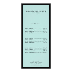 Tarjeta Publicitaria Lujo Minimalista Boutique Negro/Menta