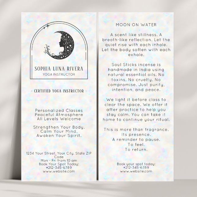 Tarjeta Publicitaria Luna Crescent Celestial Holográfica del Arco Boho (Holographic Boho Arch Celestial Crescent Moon Rack Card)