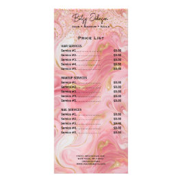 Tarjeta Publicitaria Luxury Pink and Gold Marbled Rack Card Price List