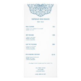 Tarjeta Publicitaria Mandala verde azulada Yoga Reiki Masaje Mano Manda