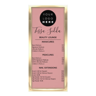 Tarjeta Publicitaria Manicura de cabello Rosa de oro