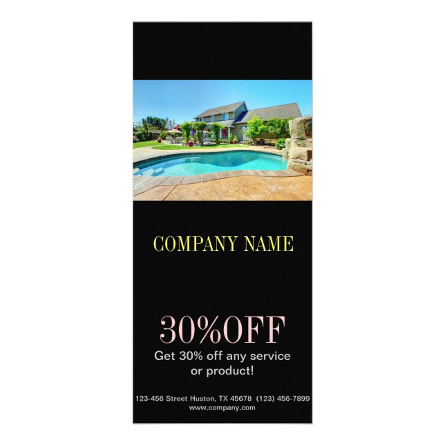 Tarjeta Publicitaria mantenimiento casero de la piscina del agente (Frente)