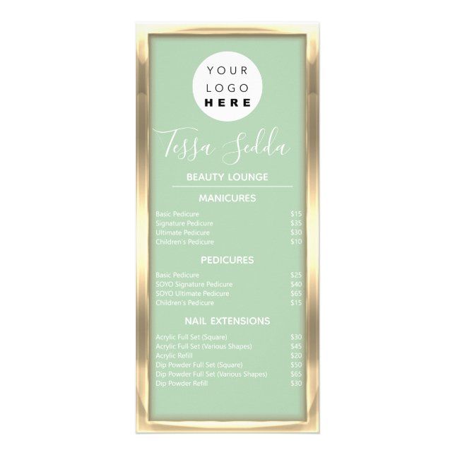 Tarjeta Publicitaria Maqueta de pelo Manicura de uñas Pedicure Mint Gre (Frente)