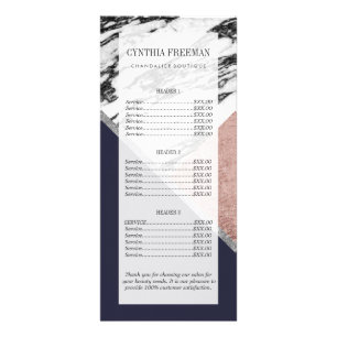 Tarjeta Publicitaria Marble Rosa de oro Triángulo azul geométrico