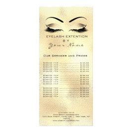 Tarjeta Publicitaria Marca Lista de precios Lashes Extensión Maquillaje