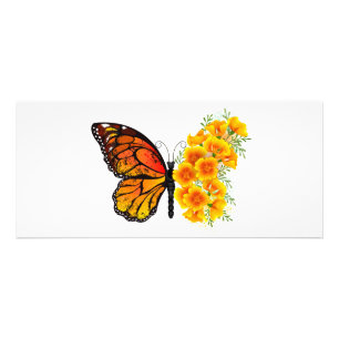Tarjeta Publicitaria Mariposa de flores con amapola amarilla de Califor