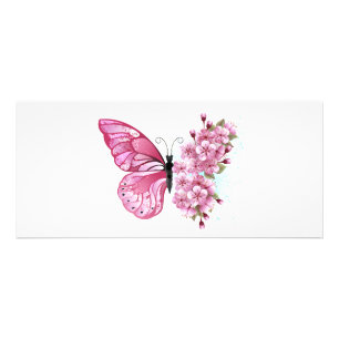 Tarjeta Publicitaria Mariposa de flores con Sakura rosa