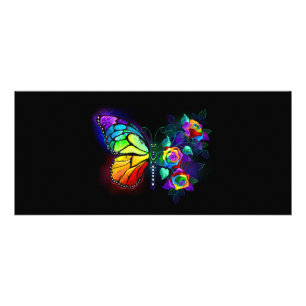 Tarjeta Publicitaria Mariposa florida arcoiris