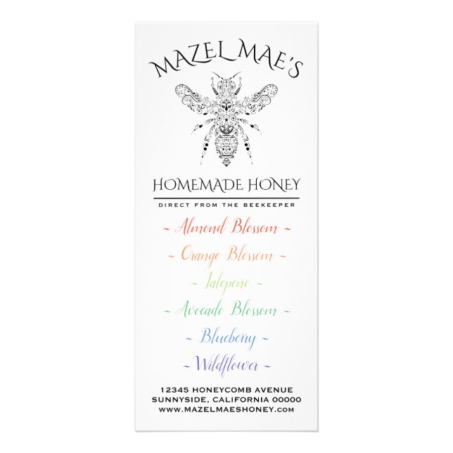 Tarjeta Publicitaria Miel casera personalizado (Frente)