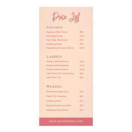 Tarjeta Publicitaria Minimalist Rose & Ivory Salon Beauty Price List