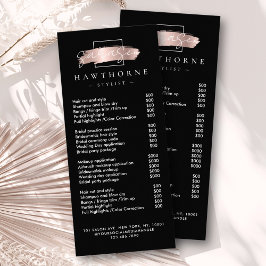 Tarjeta Publicitaria Moda Brush Stroke Salon Price List Services Black