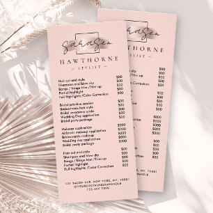 Tarjeta Publicitaria Moda Brush Stroke Salon Price List Services Modern