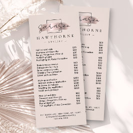 Tarjeta Publicitaria Moda Cepillo Stroke Salon Price List Service Elega