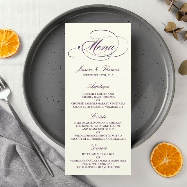 Tarjeta Publicitaria Moda Faux Plum Relieve metalizado Boda Plantilla d (Subido por el creador)