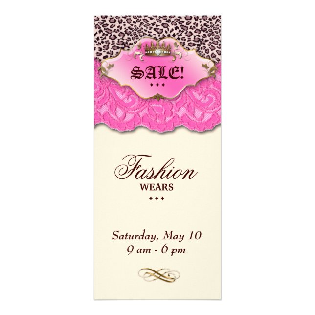 Tarjeta Publicitaria Moda Leopard Jewelry Crown Lace Pink (Frente)