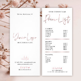 Tarjeta Publicitaria Moda Rosa Gold Salon Price List of Services