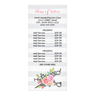 Tarjeta Publicitaria Moda Tijeras Hairstylist Stripes Rosas Lista de pr