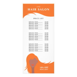 Tarjeta Publicitaria Modelo Hair Salon Price List Naranja Hairstylist