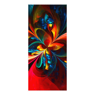 Tarjeta Publicitaria Modern Floral Resumen Art Naranja Patrón Azul #14