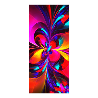 Tarjeta Publicitaria Modern Floral Resumen Arte Patrón Azul Rojo #07