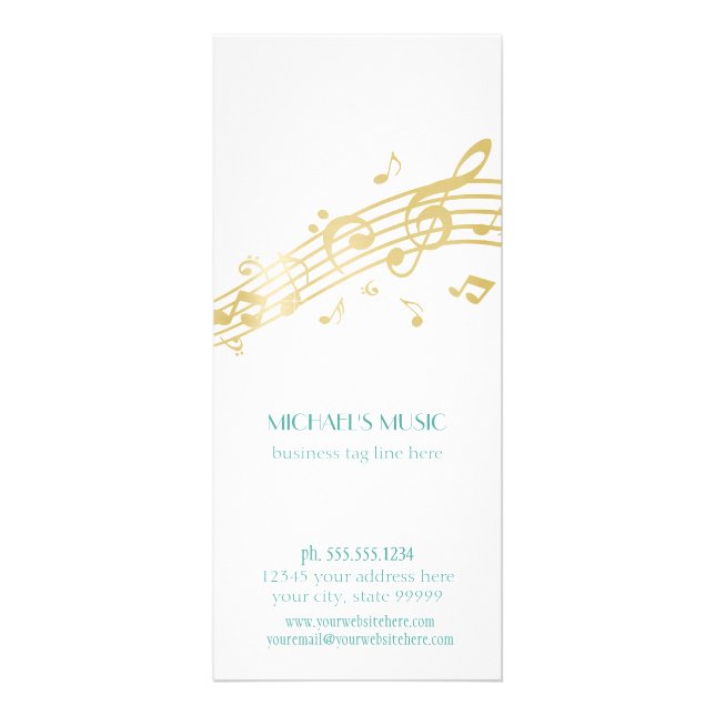 Tarjeta Publicitaria Modern Musical Business Branding Gold Music Notes (Frente)