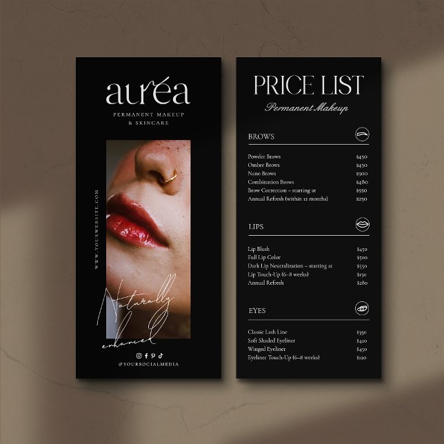 Tarjeta Publicitaria Modern PMU Cosmetic Salon Service Price List (Subido por el creador)