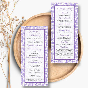 Tarjeta Publicitaria Modern Purple Paisley Wedding Program