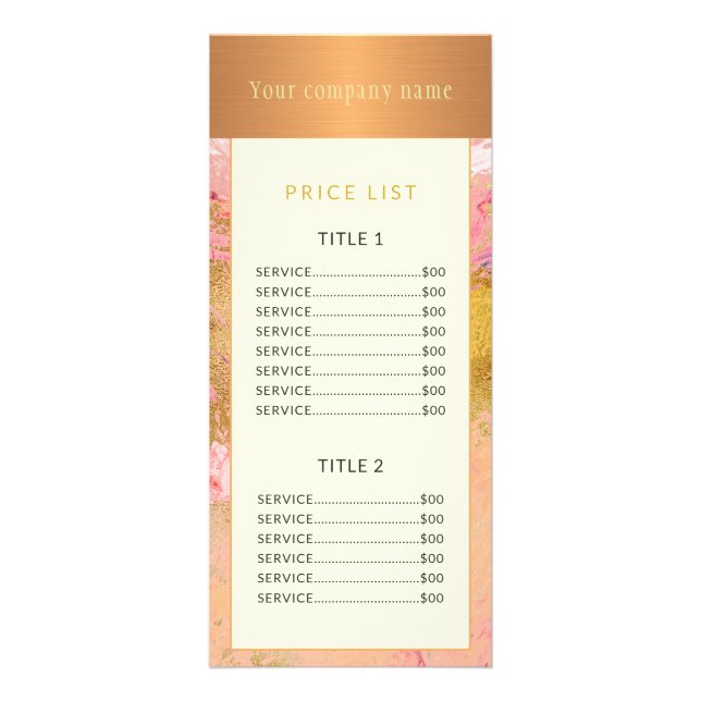 Tarjeta Publicitaria Moderno arte abstracto pintando cobre con precios  (Frente)