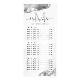 Tarjeta Publicitaria Monograma de mármol agam Purpurina gris plateado