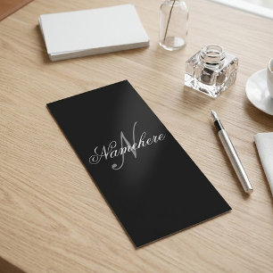 Tarjeta Publicitaria Monograma de nombre único personalizado en blanco 