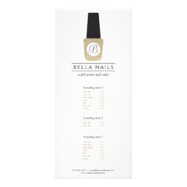 Tarjeta Publicitaria Monograma del salón de uñas con Purpurina de oro N