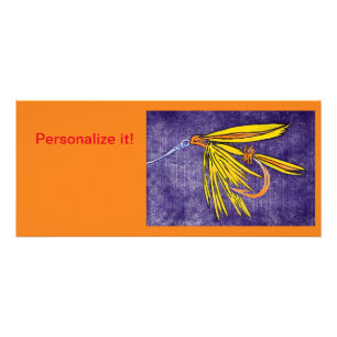 Tarjeta Publicitaria "Mosca mojada amarilla y Naranja atada arte de pes